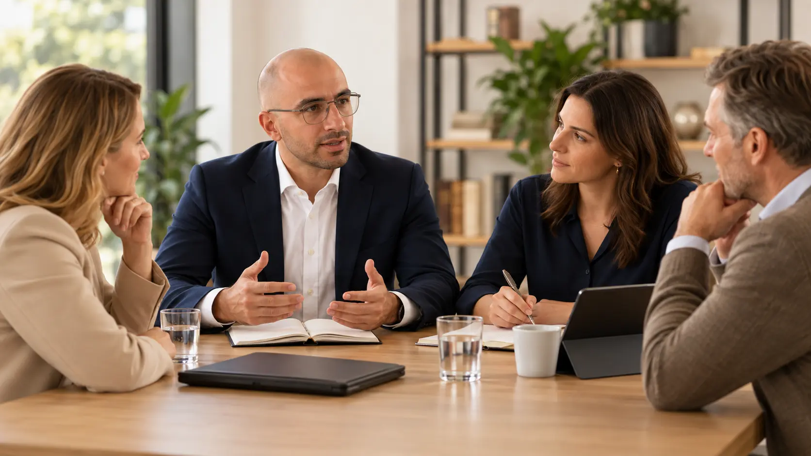 Jacob Budak in overleg met collega’s