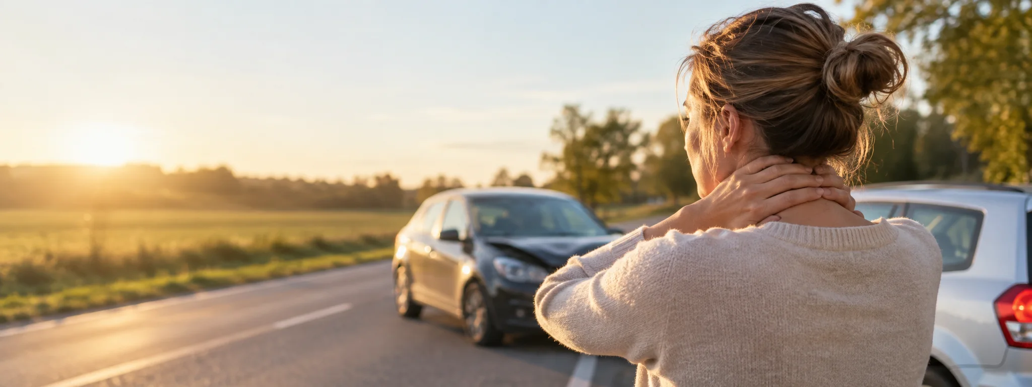 Vrouw met nekklachten na een verkeersongeval
